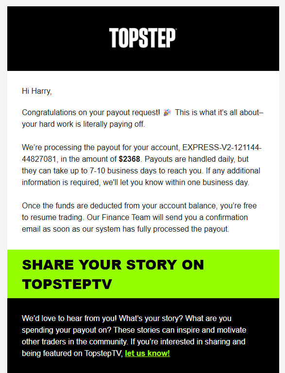 Topstep Express payout