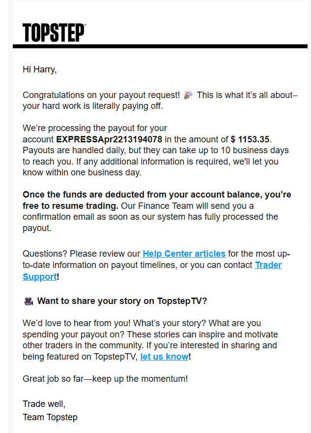 Topstep Express payout