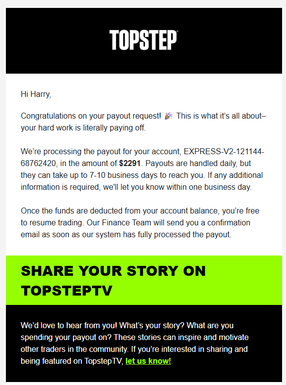 Topstep Express payout